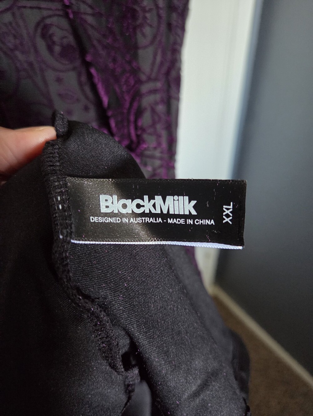 BlackMilk Burned Velvet Hex Handkerchief Dress - Picture 4 of 5